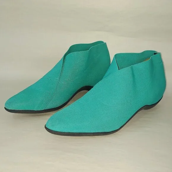 John Fluevog Women Power Up Embrace Elastic Ankle Booties Size 9 Teal Vegan - Picture 12 of 12